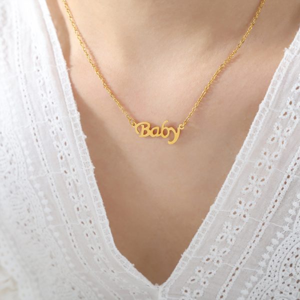 Hip hop punk jewelry with English letter pendant titanium steel gold-plated necklace - Image 6