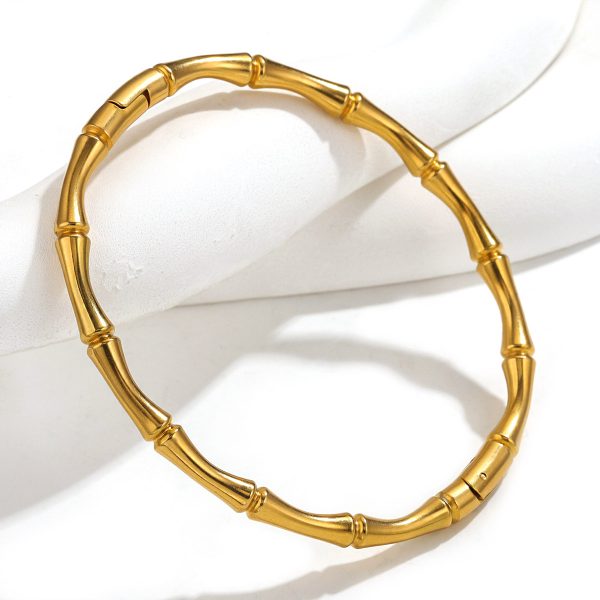 Fashion bamboo titanium steel bracelet female summer niche cold style ins stainless steel retro bamboo jewelry - Image 2