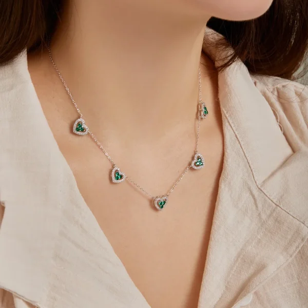 True S925 Silver Heart Necklace Women Rainbow Heart Charm Pendant Necklace Female Luxury Jewelry Sparkling 5A Zircon Girl Gift - Image 5
