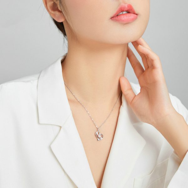 Silver S925 Necklace Women's Heart-Shaped Pendant Jewelry - Image 3