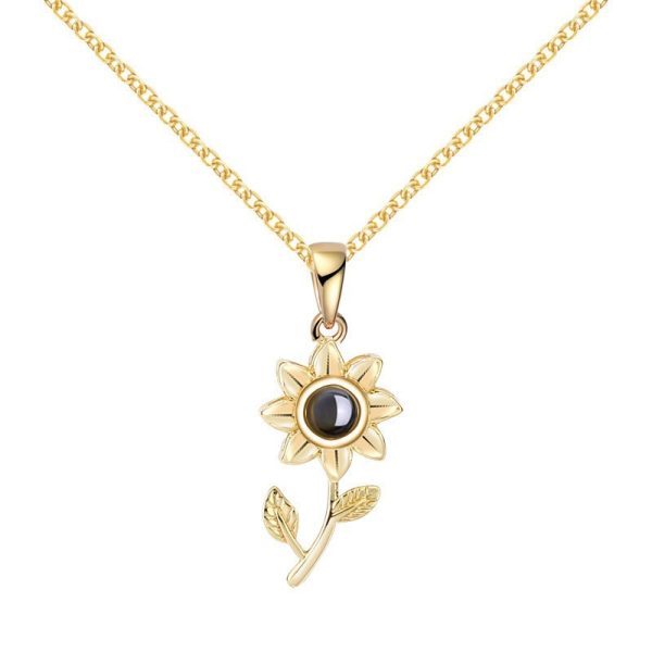 100 Languages I Love You Projection Necklace European and American Women Exquisite Sunflower Jewelry Simple Fashion Necklace Women - Image 5