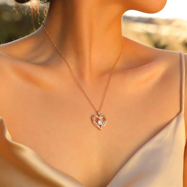 Vnox Heart Necklace for Women, Birthstone Heart I Love You Jewelry Necklaces for Mom Girlfriend Wife, Mother's Day Gift - Image 2