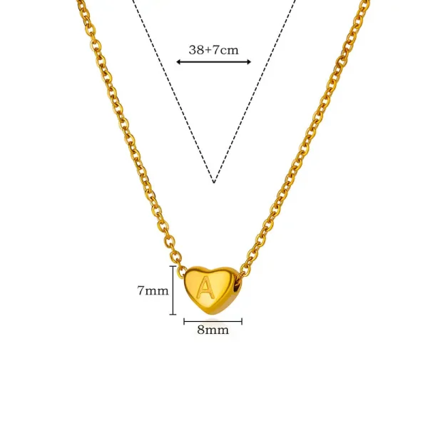 Initial Heart Necklaces For Women Gold Color Stainless Steel Engraved A-Z Letter Heart Necklace Wedding Bridesmaid Jewelry Gift - Image 6
