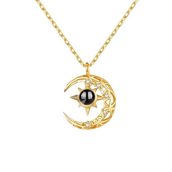 Personalized photo and image necklace from Europe and America, projection necklace, crescent pendant with photo necklace, ladies' moon jewelry - Image 5