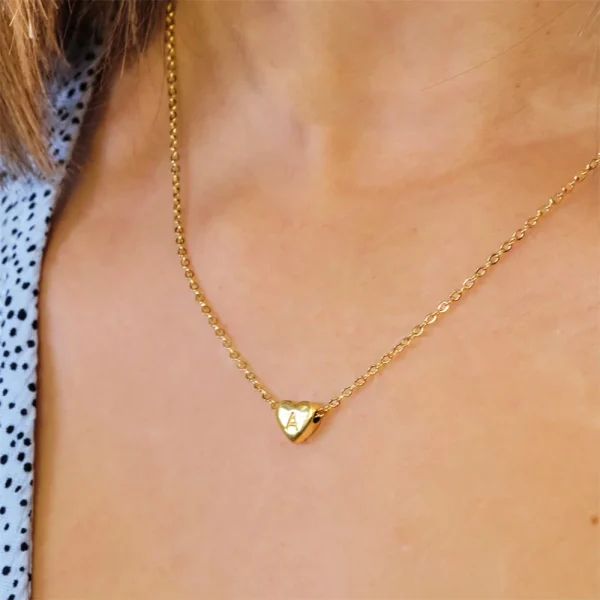 Initial Heart Necklaces For Women Gold Color Stainless Steel Engraved A-Z Letter Heart Necklace Wedding Bridesmaid Jewelry Gift - Image 2