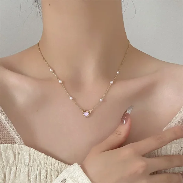 Gold Color Simple Love Heart Pendant Necklace For Women Girl Clavicle Chain Choker New Fashion Trend Jewelry Party Gifts - Image 2