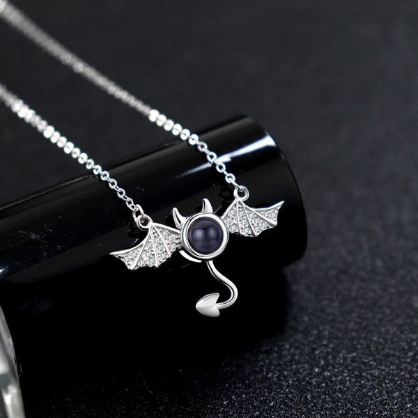 100 languages I love you, projection necklace, female demon, niche European and American design, collarbone chain jewelry - Image 3