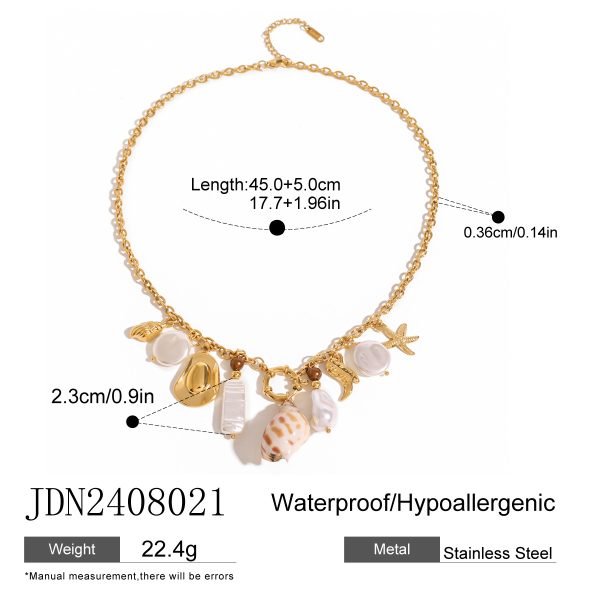 European and American stainless steel necklace with high-end feel collarbone chain ceramic pendant titanium steel jewelry - Image 2