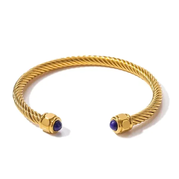 Stainless Steel Natural Stone Metal Texture Twisted Thread Bracelet 18k Gold Plated Tarnish Proof Women Jewelry Gift - Image 8