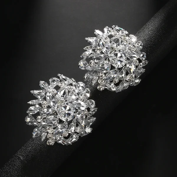 Fashion Round Clip Earrings Geometric Wedding for Women Bling Christmas Gift Rhinestone Clip on Earrings No Piercing Jewelry - Image 5