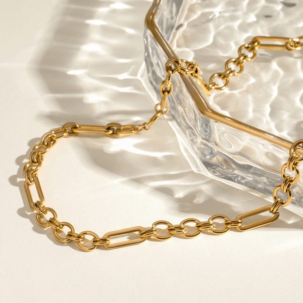 Fashion 18k gold stainless steel handmade chain 3:1 chain necklace female non-fading trendy jewelry - Image 4