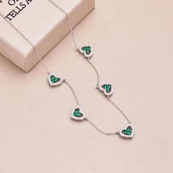 True S925 Silver Heart Necklace Women Rainbow Heart Charm Pendant Necklace Female Luxury Jewelry Sparkling 5A Zircon Girl Gift - Image 8
