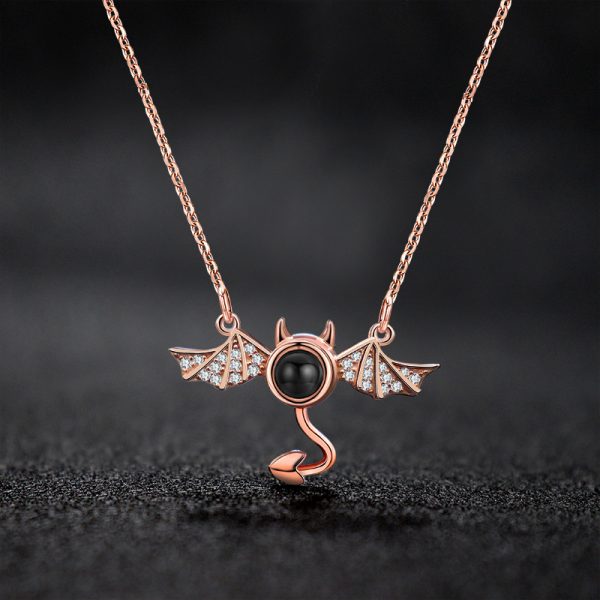 100 languages I love you, projection necklace, female demon, niche European and American design, collarbone chain jewelry - Image 2