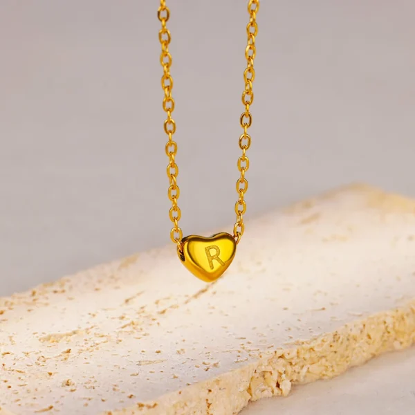 Initial Heart Necklaces For Women Gold Color Stainless Steel Engraved A-Z Letter Heart Necklace Wedding Bridesmaid Jewelry Gift - Image 4