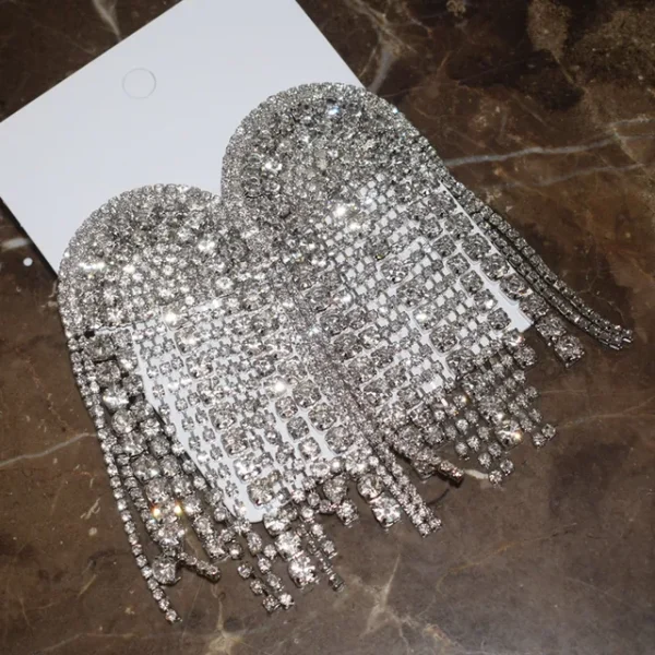 Luxury Shiny Rhinestone Tassel Dangle Earrings Jewelry For Women Fashion Show Lady's Statement Daily Accessories - Image 8
