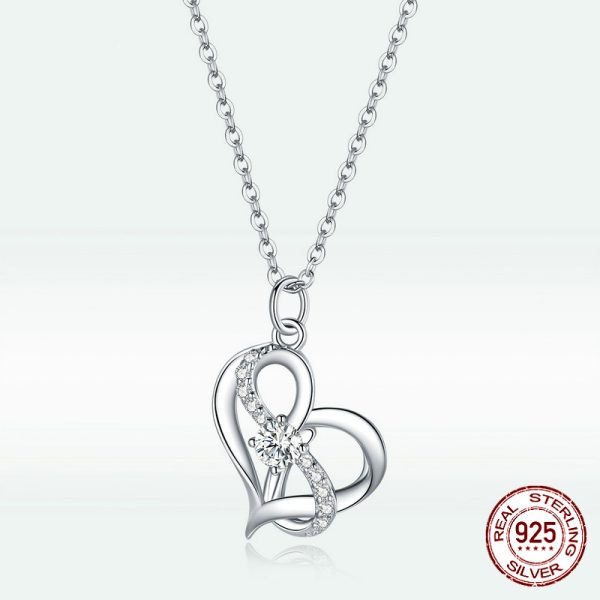 Silver S925 Necklace Women's Heart-Shaped Pendant Jewelry - Image 5