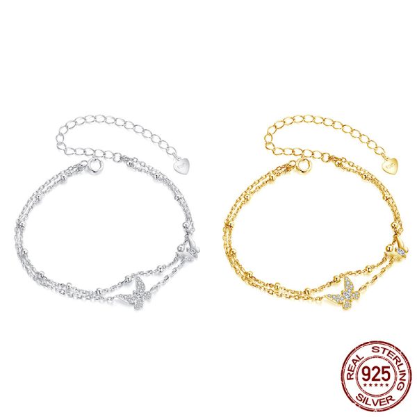 Double layer butterfly bracelet s925 pure silver jewelry for women - Image 4
