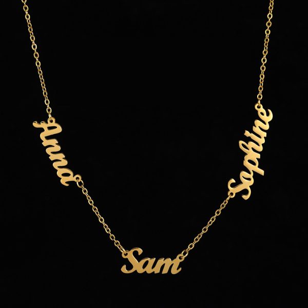 Personalized Name Necklace Stainless Steel English Letter Pendant Women's Jewelry with Multiple Names - Image 2