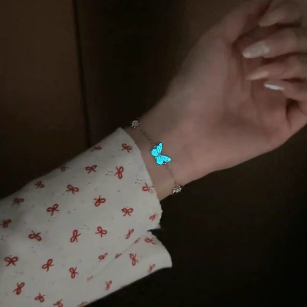 New butterfly light bracelet for women ins style niche original design luminous blue epoxy butterfly jewelry bracelet - Image 2