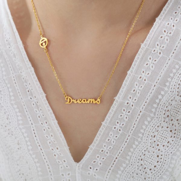 Hip hop punk jewelry with English letter pendant titanium steel gold-plated necklace - Image 8