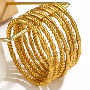 Fashion bamboo titanium steel bracelet female summer niche cold style ins stainless steel retro bamboo jewelry