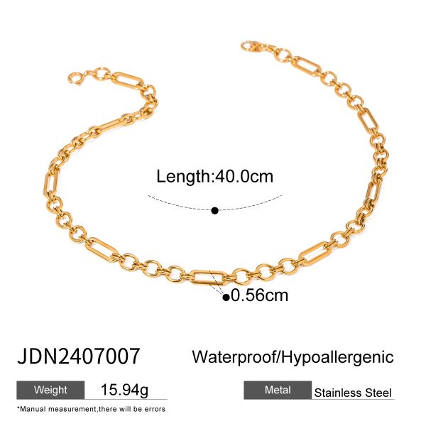 Fashion 18k gold stainless steel handmade chain 3:1 chain necklace female non-fading trendy jewelry - Image 6
