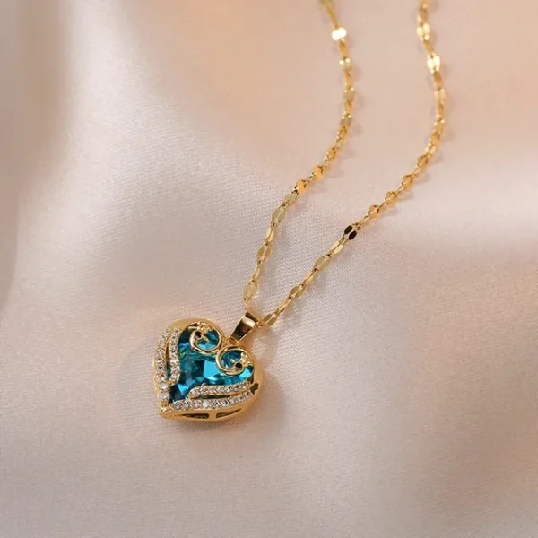 Colorful Zircon Love Heart Pendant Necklaces for Women Girls Stainless Steel Trendy Romantic Jewelry Accessories Gifts - Image 9