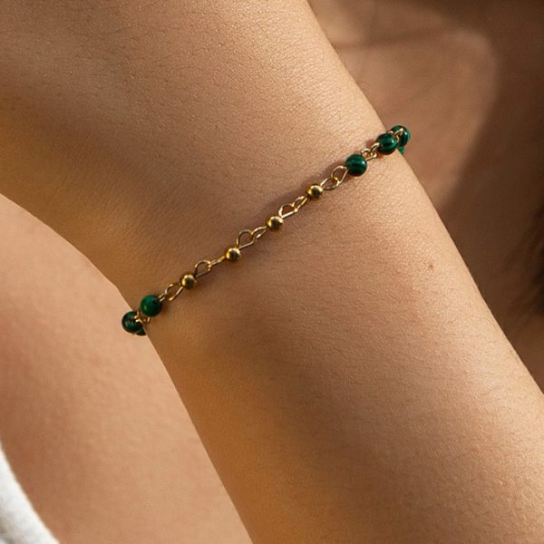 Retro style bead splicing women's bracelet light luxury niche simple temperament stainless steel jewelry - Image 3