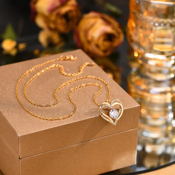 Vnox Heart Necklace for Women, Birthstone Heart I Love You Jewelry Necklaces for Mom Girlfriend Wife, Mother's Day Gift - Image 4