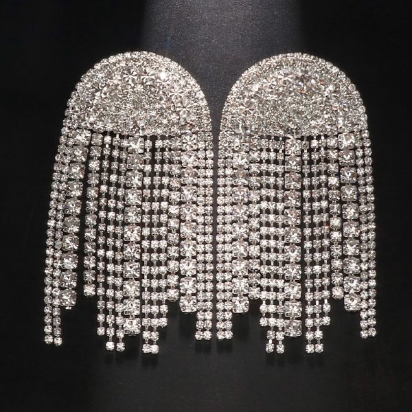 Luxury Shiny Rhinestone Tassel Dangle Earrings Jewelry For Women Fashion Show Lady's Statement Daily Accessories - Image 6