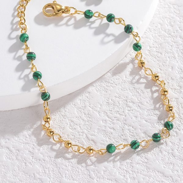 Retro style bead splicing women's bracelet light luxury niche simple temperament stainless steel jewelry - Image 2