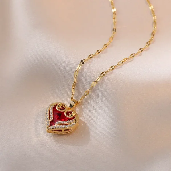 Colorful Zircon Love Heart Pendant Necklaces for Women Girls Stainless Steel Trendy Romantic Jewelry Accessories Gifts - Image 8