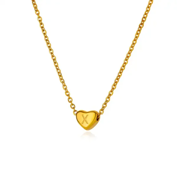 Initial Heart Necklaces For Women Gold Color Stainless Steel Engraved A-Z Letter Heart Necklace Wedding Bridesmaid Jewelry Gift - Image 30