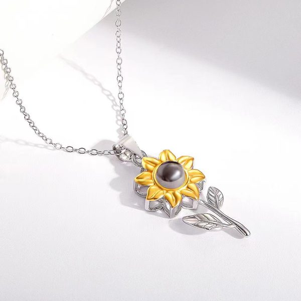 100 Languages I Love You Projection Necklace European and American Women Exquisite Sunflower Jewelry Simple Fashion Necklace Women - Image 3