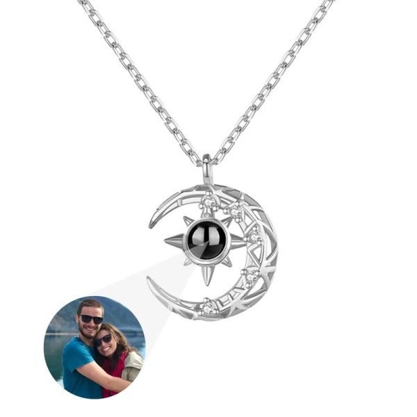 Personalized photo and image necklace from Europe and America, projection necklace, crescent pendant with photo necklace, ladies' moon jewelry - Image 6