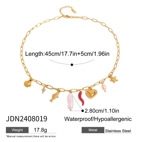 European and American stainless steel necklace with high-end feel collarbone chain ceramic pendant titanium steel jewelry - Image 6